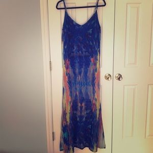 Lulu's Multicolor Blue Printed Maxi Dress